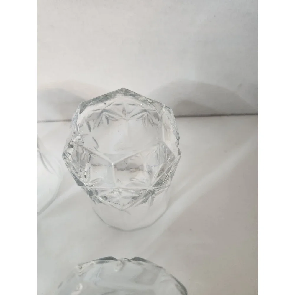 Lot Of 6 Cristal D’Arques Ashley Star Clear Cut Rocks Glasses 8 oz 3.5”